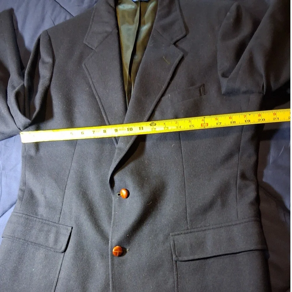 Pendleton Vintage Men Navy Blue 100% Virgin Wool 2 Button Blazer Jacket USA Made